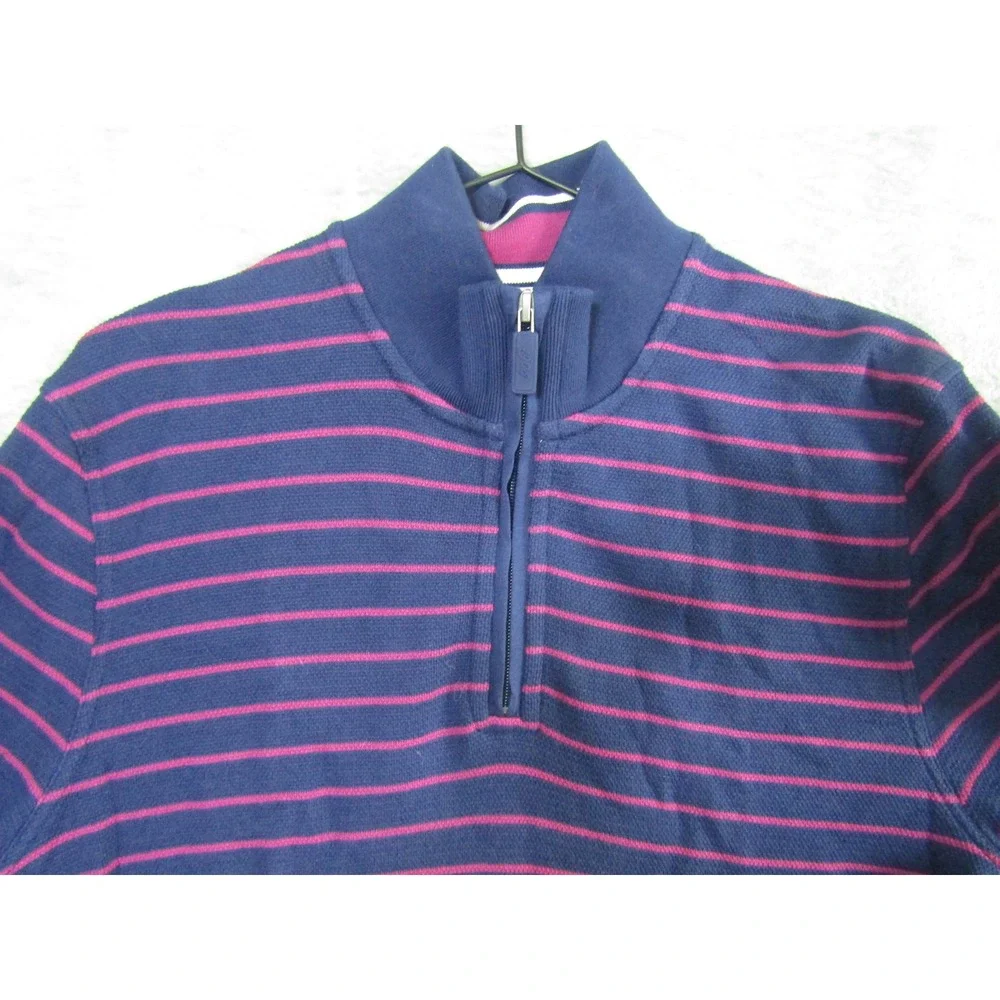 Jos A Bank 1905 Navy Pink Striped Quarter Zip Pullover Sweater Size‎ S